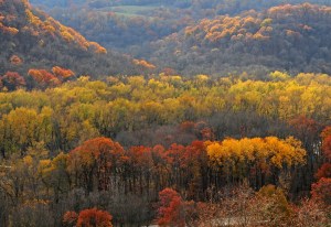 View of bluffs from The Great River Road in Iowa