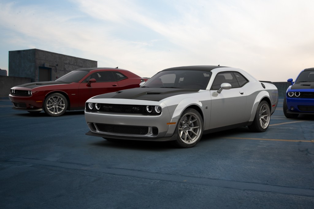 Dodge Challengers on rooftop parking lot