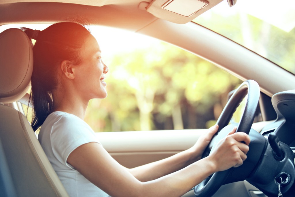 Woman driving lease car