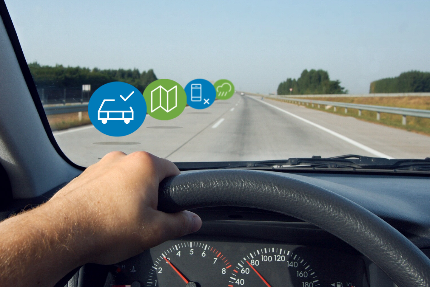 Driver’s hand on the wheel