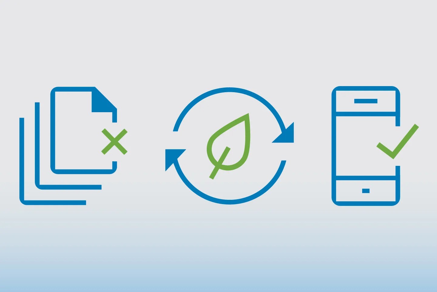 Declutter, save time, go green icons