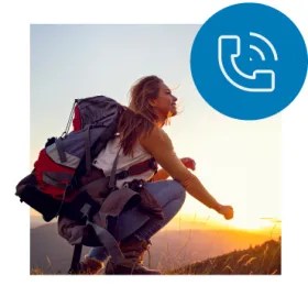 Woman hiking with peace of mind about her account