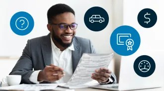 Man reviewing his car title details