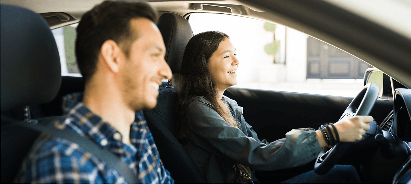 Girl learning to drive